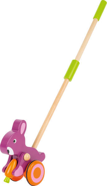 Zabawka do pchania dla dzieci - królik z marchewką small foot design - drewniana zabawka do pchania dla 2 latka