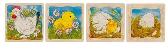 Zabawki drewniane   Puzzle dla dzieci  - od jajka do kurczaka, pomoce montesori  goki - puzzle do układania, zabawka dla 3 latka