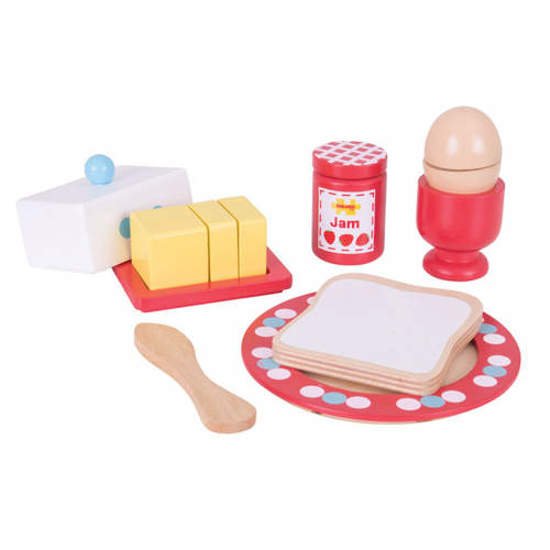 Zdrowe śniadanie - zabawka drewniana  dla dzieci, bigjigs toys - drewniany zestaw zabawek, zabawa w gotowanie, zabawka dla 3 latka