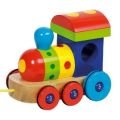Kolorowa drewniana lokomotywa dla dzieci goki - drewniana zabawka, zabawa w kolejkę, zabawka dla rocznego dziecka
