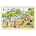 Puzzle dla dzieci  z wizytą  w zoo, 24 elementy zabawka montessori goki - drewniane puzzle do układania, zabawka dla 3 latka
